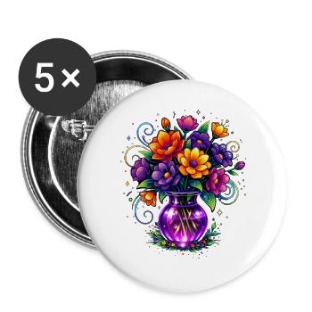 Beltane Flowers May Day Celebrations Pagan - Buttons groß 56 mm (5er Pack) - Weiß - Vorne