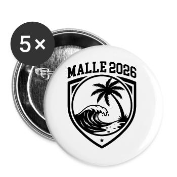 Malle 2026 Strand - Buttons groß 56 mm (5er Pack) - Weiß - Vorne