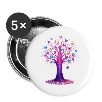 Papillons Arbre Nature Amoureux des papillons - Lot de 5 grands badges (56 mm) - blanc - Devant