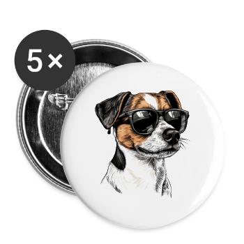 Sunglasses Dog Portrait Jack Russel Terrier - Buttons large 2.2''/56 mm (5-pack) - white - Front