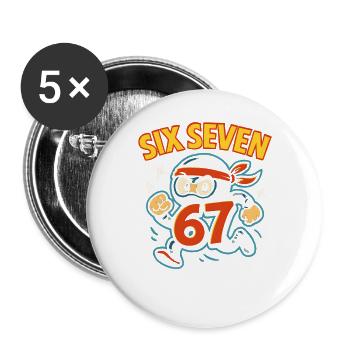 Six Seven 67 Italian Brainrot Ninja Humor Lustig - Buttons groß 56 mm (5er Pack) - Weiß - Vorne