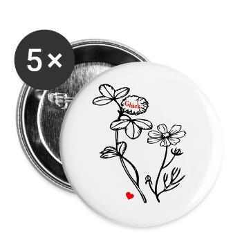 Wildblumen - Buttons groß 56 mm (5er Pack) - Weiß - Vorne