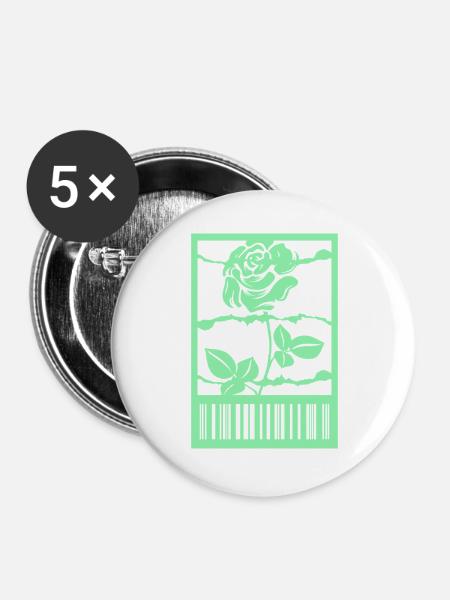 Gothic Rose Stacheldraht Strichcode Urban Style - Buttons groß 56 mm (5er Pack) - Weiß