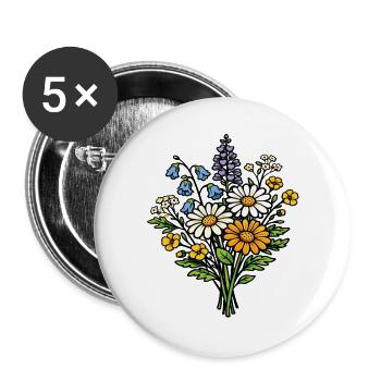 Wildflower Bouquet - Buttons large 2.2''/56 mm (5-pack) - white - Front