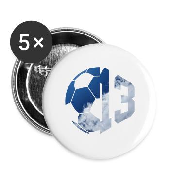 NR. 13 FUßBALLER NUMMER 13 FUßBALL 13. GEBURTSTAG - Buttons groß 56 mm (5er Pack) - Weiß - Vorne