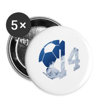 NR. 14 FUßBALLER NUMMER 14 FUßBALL 14. GEBURTSTAG - Buttons groß 56 mm (5er Pack) - Weiß - Vorne