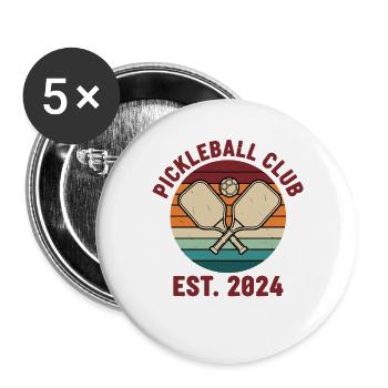 Pickleball Club Créé 2024 Joueur Humoristique Pickle Ball - Lot de 5 grands badges (56 mm) - blanc - Devant
