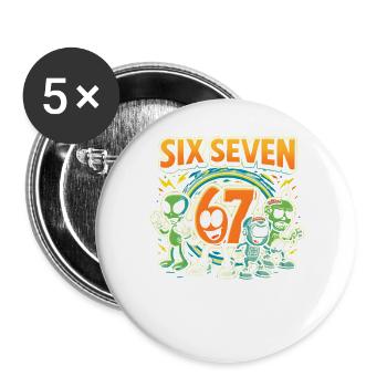 Six Seven 67 Italian Brainrot Nerd Humor Funny - Buttons large 2.2''/56 mm (5-pack) - white - Front