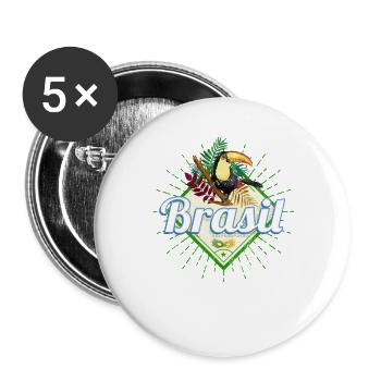 Brasilien Tukan Retro Samba Karneval Souvenir - Buttons groß 56 mm (5er Pack) - Weiß - Vorne