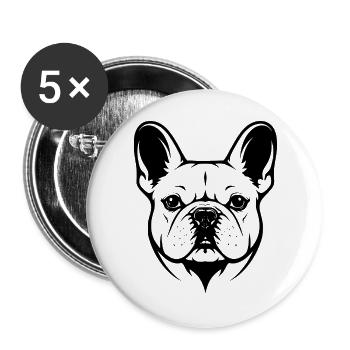 Franzosische_Bulldogge_Portrait - Lot de 5 grands badges (56 mm) - blanc - Devant