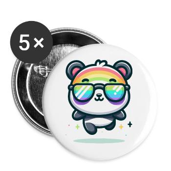 Rainbow Panda Sunglasses Summer Bear - Buttons large 2.2''/56 mm (5-pack) - white - Front