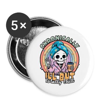 Fibromyalgia Awareness Chronically Ill Skeleton - Buttons large 2.2''/56 mm (5-pack) - white - Front
