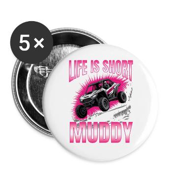 UTV Off Road Girl Woman 4 Wheeler Side by side - Buttons groß 56 mm (5er Pack) - Weiß - Vorne