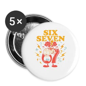 Six Seven 67 Italian Brainrot Nerd Humour Drôle - Lot de 5 grands badges (56 mm) - blanc - Devant