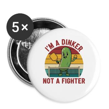 Pickleball-lustiger Spieler Pickle Ball Ich bin ein Dinker - Buttons groß 56 mm (5er Pack) - Weiß - Vorne