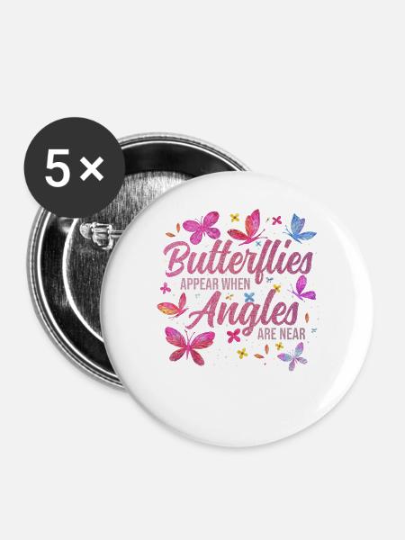 Inspirierender Schmetterling Monarchfalter Garten - Buttons groß 56 mm (5er Pack) - Weiß