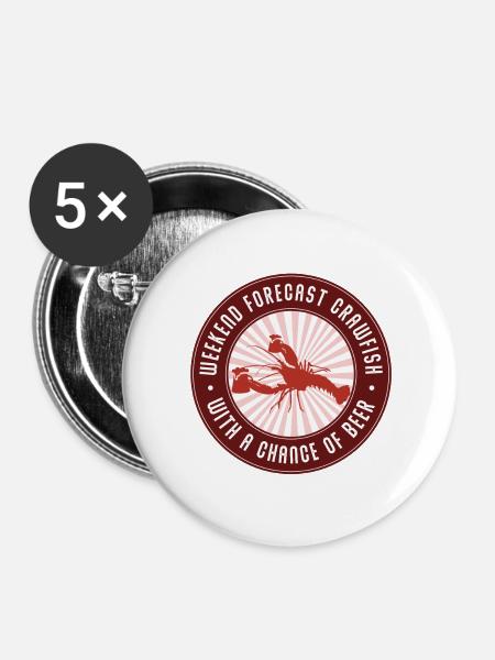 Crawfish Weekend Bierchance - Buttons groß 56 mm (5er Pack) - Weiß