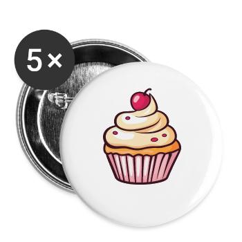 Pastel Cupcake Cerise Baiser - Lot de 5 grands badges (56 mm) - blanc - Devant