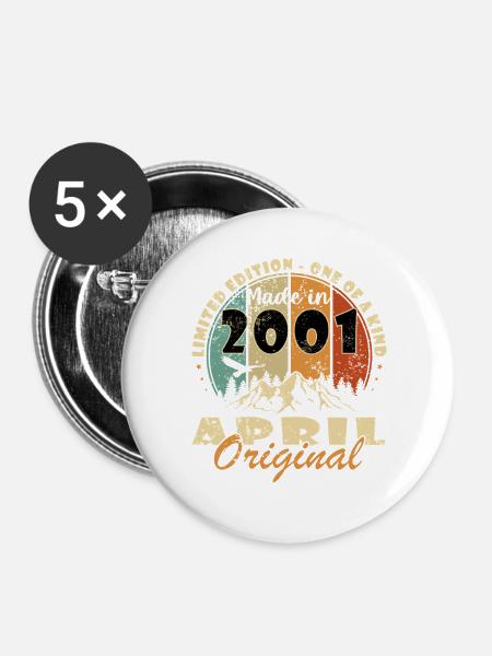April 2001 Retro Edition - Buttons groß 56 mm (5er Pack) - Weiß