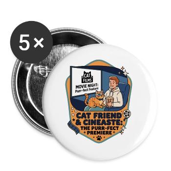 Amie chatte Cinéaste Humour - Lot de 5 grands badges (56 mm) - blanc - Devant