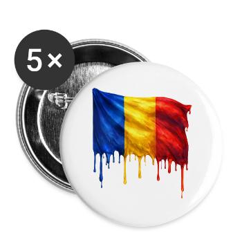 Tropfende Rumänien Flagge Kunst - Buttons groß 56 mm (5er Pack) - Weiß - Vorne