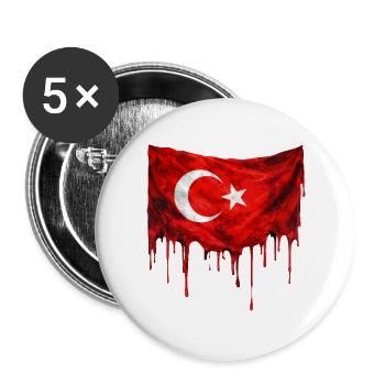 Drapeau turc dégoulinant - Lot de 5 grands badges (56 mm) - blanc - Devant