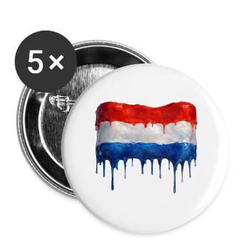 Tropfende Niederländische Flagge - Buttons groß 56 mm (5er Pack) - Weiß - Vorne
