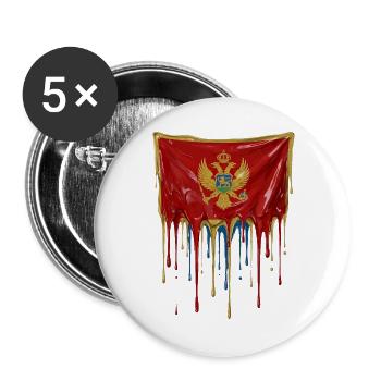 Montenegro Flaggen-Tropfenkunst - Buttons groß 56 mm (5er Pack) - Weiß - Vorne