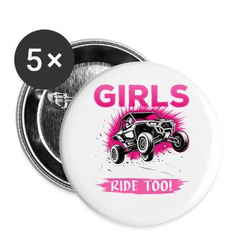 UTV Off Road Girl Woman 4 Wheeler Side by side - Buttons groß 56 mm (5er Pack) - Weiß - Vorne