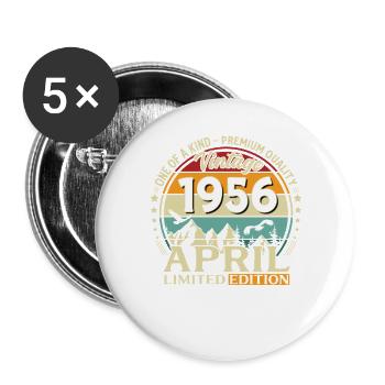 Cadeau du 70e anniversaire Mari Original avril 1956 - Lot de 5 grands badges (56 mm) - blanc - Devant