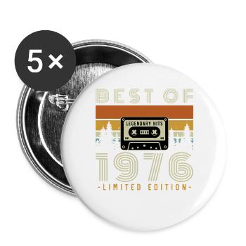 1976 Vintage Retro Birthday Gift - Buttons large 2.2''/56 mm (5-pack) - white - Front