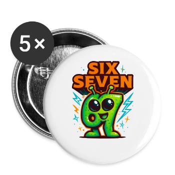 Six Seven 67 Italian Brainrot Alien Humor Funny - Buttons large 2.2''/56 mm (5-pack) - white - Front