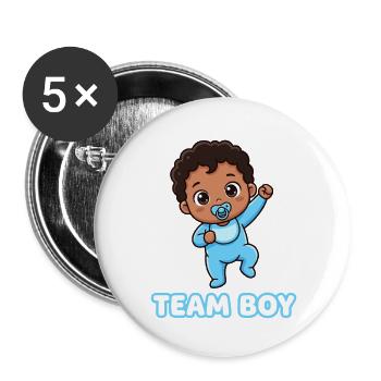 Team Boy Bébé Mignon Design - Lot de 5 grands badges (56 mm) - blanc - Devant
