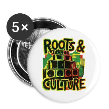 Roots Reggae Dub - Buttons groß 56 mm (5er Pack) - Weiß - Vorne