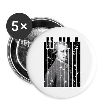 Glitch Mozart Classical Portrait Art - Buttons large 2.2''/56 mm (5-pack) - white - Front