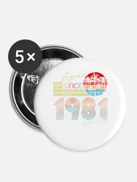 Retro Legend 1981 Limited Edition - Buttons groß 56 mm (5er Pack) - Weiß