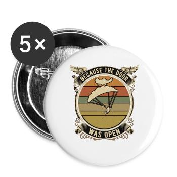 Parachutiste qui dit parapente rétro - Lot de 5 grands badges (56 mm) - blanc - Devant