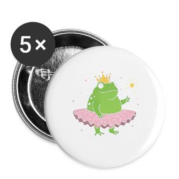 Froschprinzessin im Rosa-Tutu - Buttons groß 56 mm (5er Pack) - Weiß - Vorne