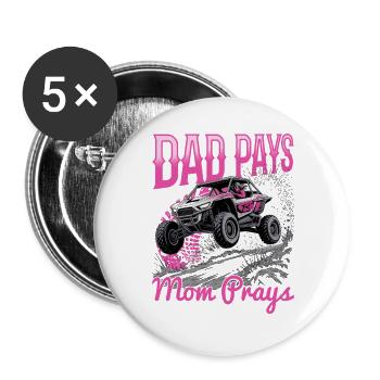 UTV Fille tout-terrain Femme 4 roues côte à côte - Lot de 5 grands badges (56 mm) - blanc - Devant