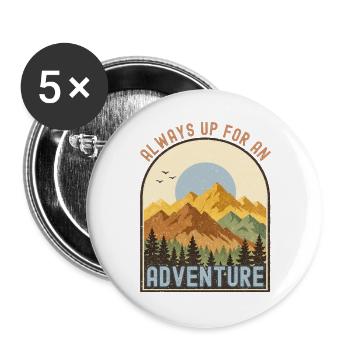Camping Campfire Camper Outdoor Nature Mountains - Buttons large 2.2''/56 mm (5-pack) - white - Front