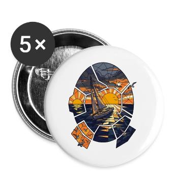 Sailboat at sunset - Buttons large 2.2''/56 mm (5-pack) - white - Front