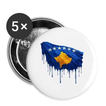 Drapeau du Kosovo couleur colorée - Lot de 5 grands badges (56 mm) - blanc - Devant