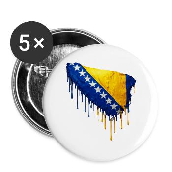 Bosnia and Herzegovina flag colorful color - Buttons large 2.2''/56 mm (5-pack) - white - Front