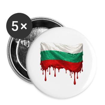 Bulgarische Flagge bunte Farbe - Buttons groß 56 mm (5er Pack) - Weiß - Vorne
