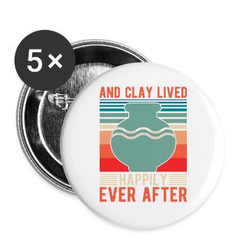 Artist Painter Graphic And Clay Lived Happily Ever - Buttons large 2.2''/56 mm (5-pack) - white - Front