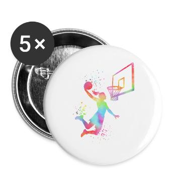 Basketball Girls Basketball Women - Buttons large 2.2''/56 mm (5-pack) - white - Front