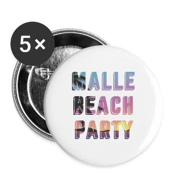 Malle Beach Party Sonnenuntergang - Buttons groß 56 mm (5er Pack) - Weiß - Vorne