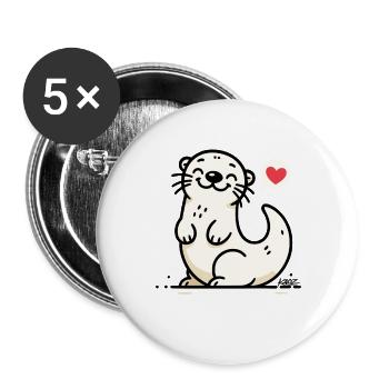 Charme du Sceau Illuminé au Cœur - Lot de 5 grands badges (56 mm) - blanc - Devant