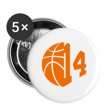 NUMBER 14 BASKETBALL 14TH BIRTHDAY - Buttons large 2.2''/56 mm (5-pack) - white - Front
