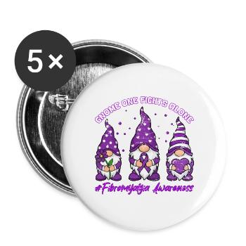 Fibromyalgia Awareness Gnome Fibro Ribbon - Buttons large 2.2''/56 mm (5-pack) - white - Front